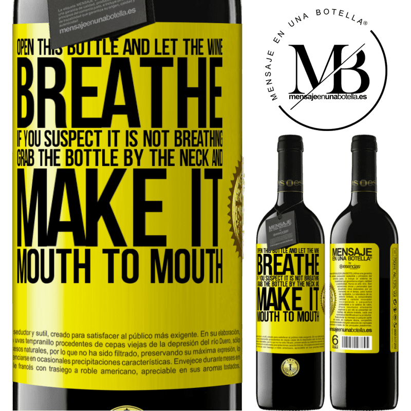 24,95 € Free Shipping | Red Wine RED Edition Crianza 6 Months Open this bottle and let the wine breathe. If you suspect you are not breathing, grab the bottle by the neck and make it Yellow Label. Customizable label Aging in oak barrels 6 Months Harvest 2019 Tempranillo