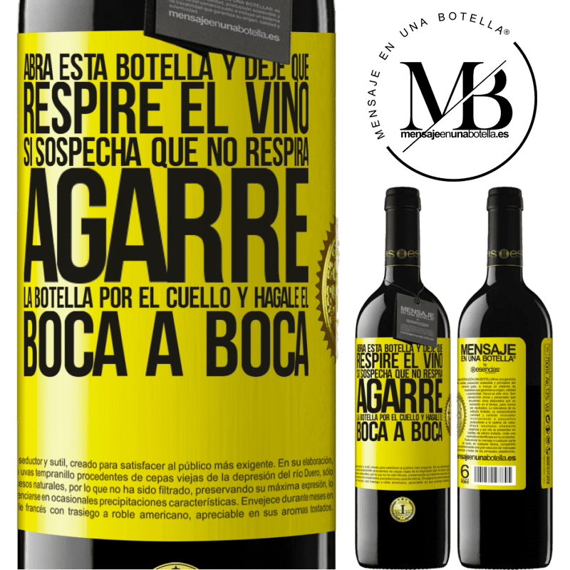 39,95 € Envío gratis | Vino Tinto Edición RED MBE Reserva Abra esta botella y deje que respire el vino. Si sospecha que no respira, agarre la botella por el cuello y hágale el boca a Etiqueta Amarilla. Etiqueta personalizable Reserva 12 Meses Cosecha 2014 Tempranillo