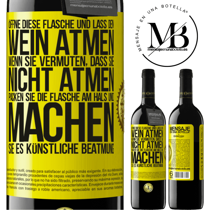 39,95 € Kostenloser Versand | Rotwein RED Ausgabe MBE Reserve Öffnen Sie diese Flasche und lassen Sie den Wein atmen. Wenn Sie vermuten, dass er nicht atmet, packen Sie die Flasche am Hals u Gelbes Etikett. Anpassbares Etikett Reserve 12 Monate Ernte 2014 Tempranillo