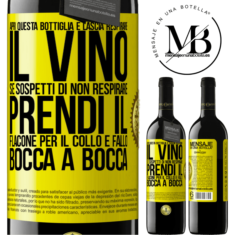 39,95 € Spedizione Gratuita | Vino rosso Edizione RED MBE Riserva Apri questa bottiglia e lascia respirare il vino. Se sospetti di non respirare, prendi il flacone per il collo e fallo bocca Etichetta Gialla. Etichetta personalizzabile Riserva 12 Mesi Raccogliere 2014 Tempranillo