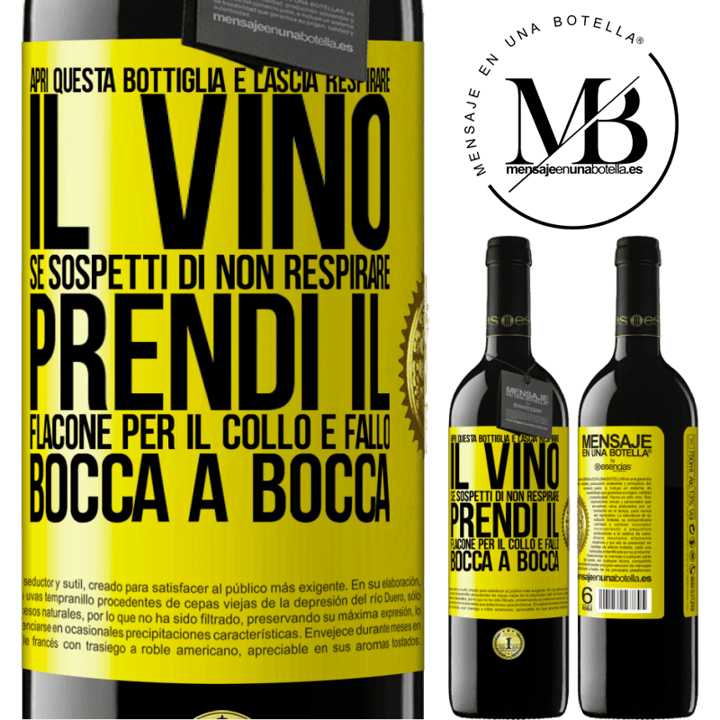 39,95 € Spedizione Gratuita | Vino rosso Edizione RED MBE Riserva Apri questa bottiglia e lascia respirare il vino. Se sospetti di non respirare, prendi il flacone per il collo e fallo bocca Etichetta Gialla. Etichetta personalizzabile Riserva 12 Mesi Raccogliere 2016 Tempranillo