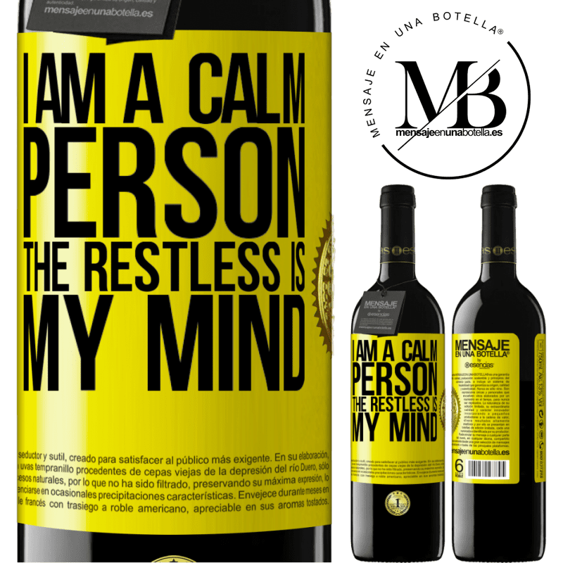 24,95 € Free Shipping | Red Wine RED Edition Crianza 6 Months I am a calm person, the restless is my mind Yellow Label. Customizable label Aging in oak barrels 6 Months Harvest 2019 Tempranillo