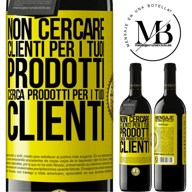 39,95 € Spedizione Gratuita | Vino rosso Edizione RED MBE Riserva Non cercare clienti per i tuoi prodotti, cerca prodotti per i tuoi clienti Etichetta Gialla. Etichetta personalizzabile Riserva 12 Mesi Raccogliere 2015 Tempranillo