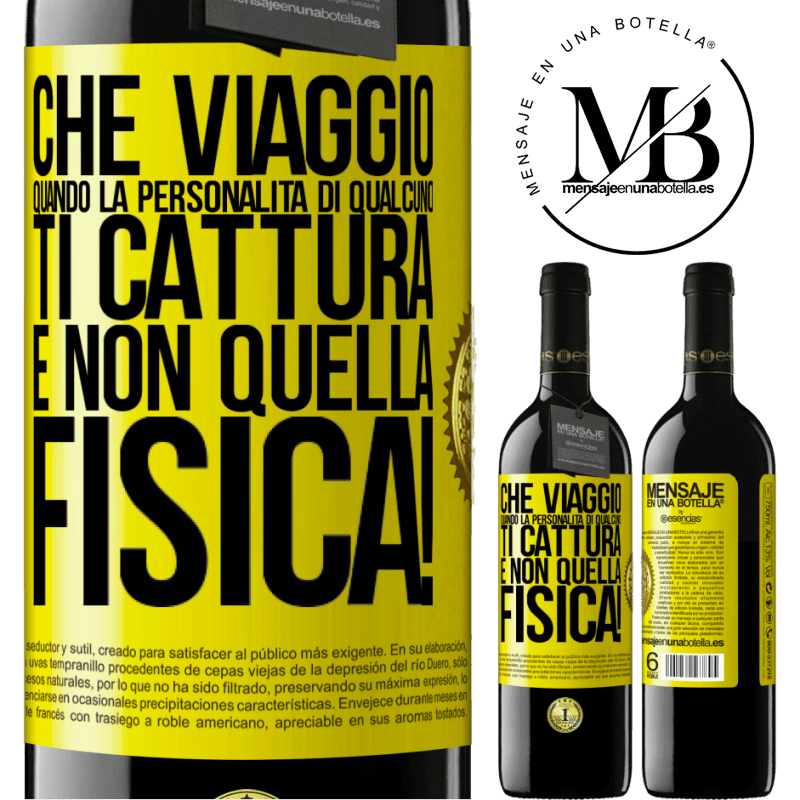 39,95 € Spedizione Gratuita | Vino rosso Edizione RED MBE Riserva che viaggio quando la personalità di qualcuno ti cattura e non quella fisica! Etichetta Gialla. Etichetta personalizzabile Riserva 12 Mesi Raccogliere 2015 Tempranillo