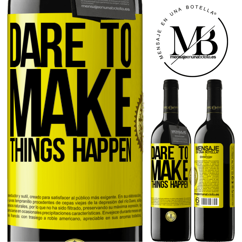 24,95 € Free Shipping | Red Wine RED Edition Crianza 6 Months Dare to make things happen Yellow Label. Customizable label Aging in oak barrels 6 Months Harvest 2019 Tempranillo