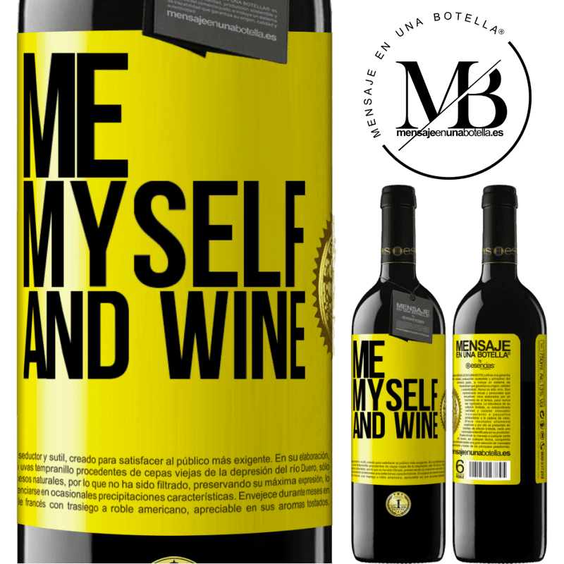24,95 € Free Shipping | Red Wine RED Edition Crianza 6 Months Me, myself and wine Yellow Label. Customizable label Aging in oak barrels 6 Months Harvest 2019 Tempranillo