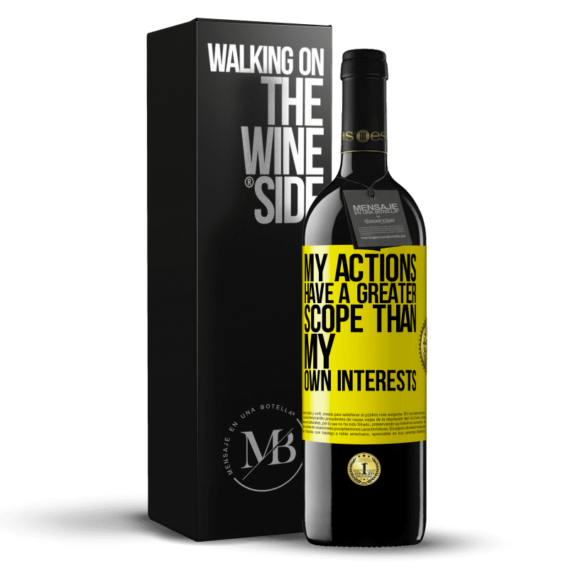 39,95 € Free Shipping | Red Wine RED Edition MBE Reserve My actions have a greater scope than my own interests Yellow Label. Customizable label Reserve 12 Months Harvest 2016 Tempranillo