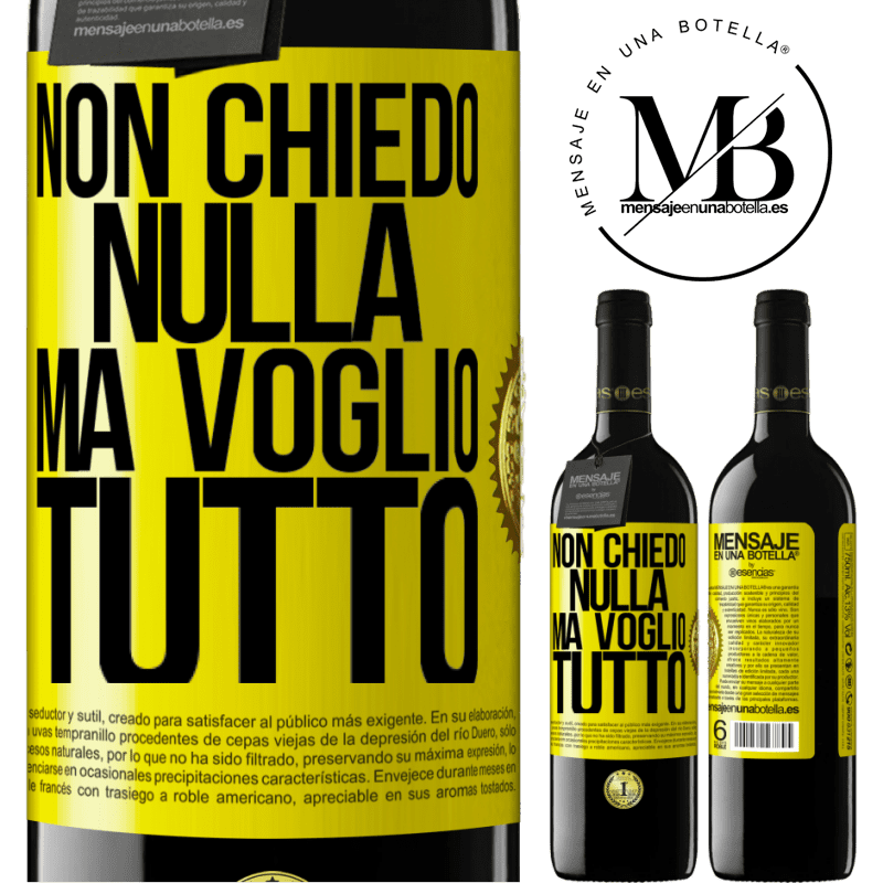 39,95 € Spedizione Gratuita | Vino rosso Edizione RED MBE Riserva Non chiedo nulla, ma voglio tutto Etichetta Gialla. Etichetta personalizzabile Riserva 12 Mesi Raccogliere 2015 Tempranillo