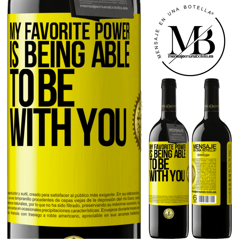 24,95 € Free Shipping | Red Wine RED Edition Crianza 6 Months My favorite power is being able to be with you Yellow Label. Customizable label Aging in oak barrels 6 Months Harvest 2019 Tempranillo