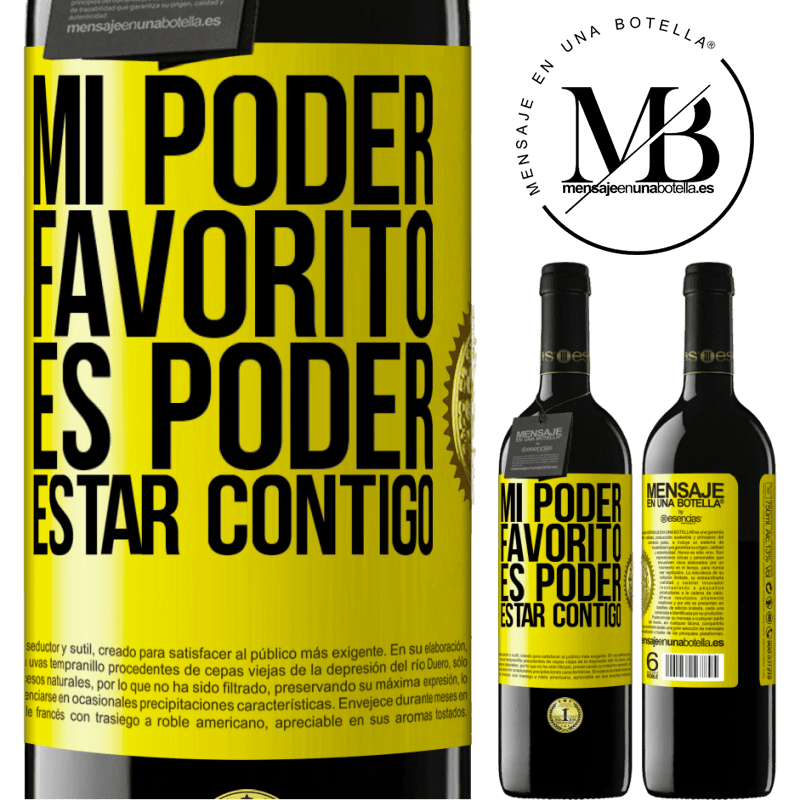 39,95 € Envío gratis | Vino Tinto Edición RED MBE Reserva Mi poder favorito es poder estar contigo Etiqueta Amarilla. Etiqueta personalizable Reserva 12 Meses Cosecha 2014 Tempranillo