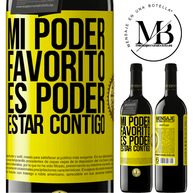 39,95 € Envío gratis | Vino Tinto Edición RED MBE Reserva Mi poder favorito es poder estar contigo Etiqueta Amarilla. Etiqueta personalizable Reserva 12 Meses Cosecha 2016 Tempranillo