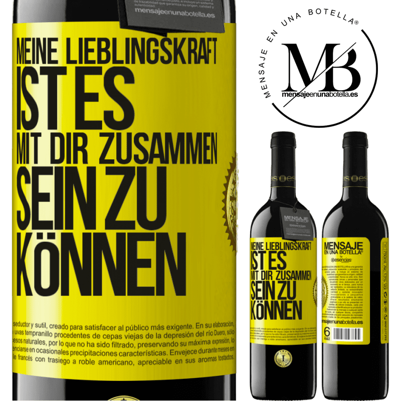 39,95 € Kostenloser Versand | Rotwein RED Ausgabe MBE Reserve Meine Lieblingskraft ist es, mit dir zusammen sein zu können Gelbes Etikett. Anpassbares Etikett Reserve 12 Monate Ernte 2014 Tempranillo