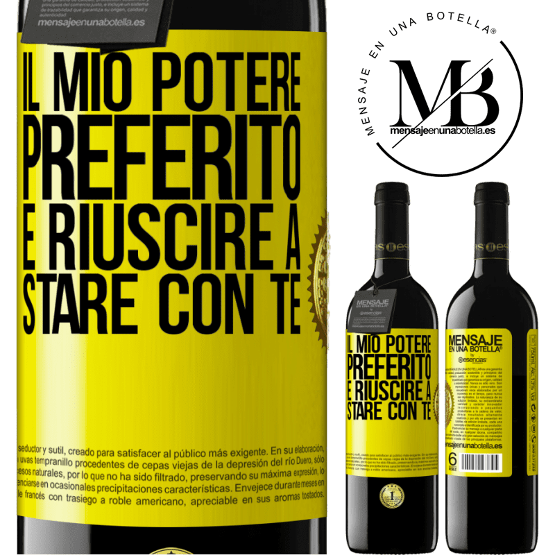 39,95 € Spedizione Gratuita | Vino rosso Edizione RED MBE Riserva Il mio potere preferito è riuscire a stare con te Etichetta Gialla. Etichetta personalizzabile Riserva 12 Mesi Raccogliere 2014 Tempranillo