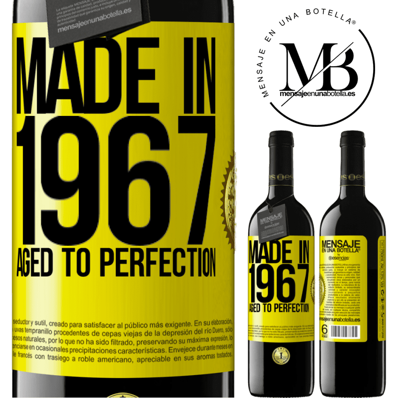 24,95 € Free Shipping | Red Wine RED Edition Crianza 6 Months Made in 1967. Aged to perfection Yellow Label. Customizable label Aging in oak barrels 6 Months Harvest 2019 Tempranillo