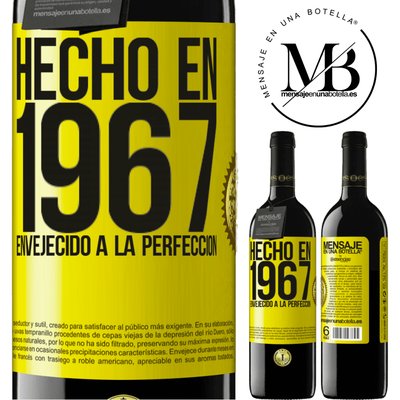 39,95 € Envío gratis | Vino Tinto Edición RED MBE Reserva Hecho en 1967. Envejecido a la perfección Etiqueta Amarilla. Etiqueta personalizable Reserva 12 Meses Cosecha 2015 Tempranillo