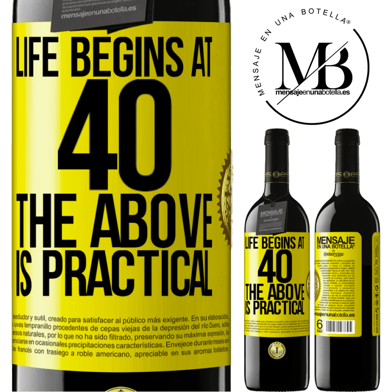 24,95 € Free Shipping | Red Wine RED Edition Crianza 6 Months Life begins at 40. The above is practical Yellow Label. Customizable label Aging in oak barrels 6 Months Harvest 2019 Tempranillo