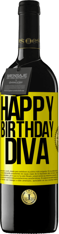 39,95 € | Red Wine RED Edition MBE Reserve Happy birthday Diva Yellow Label. Customizable label Reserve 12 Months Harvest 2014 Tempranillo