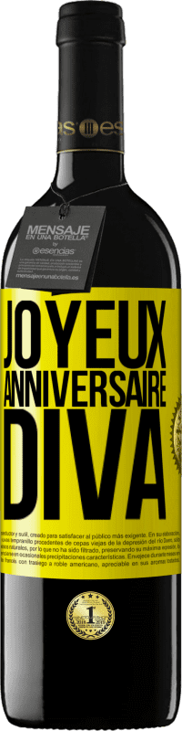 39,95 € | Vin rouge Édition RED MBE Réserve Joyeux anniversaire, Diva Étiquette Jaune. Étiquette personnalisable Réserve 12 Mois Récolte 2015 Tempranillo