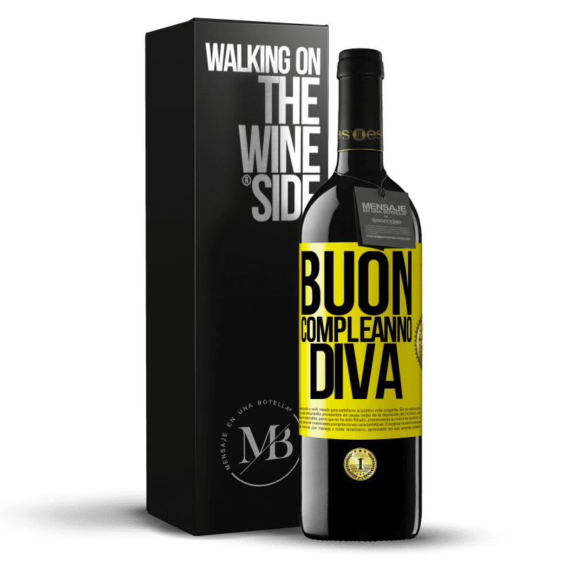 39,95 € Spedizione Gratuita | Vino rosso Edizione RED MBE Riserva Buon compleanno Diva Etichetta Gialla. Etichetta personalizzabile Riserva 12 Mesi Raccogliere 2016 Tempranillo