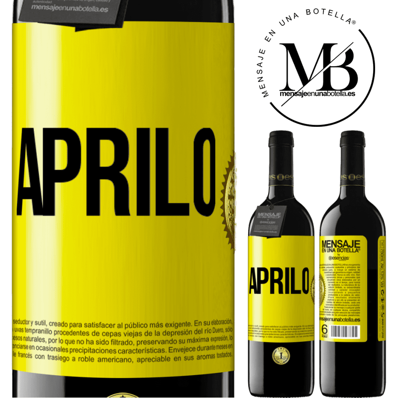 39,95 € Spedizione Gratuita | Vino rosso Edizione RED MBE Riserva Aprilo Etichetta Gialla. Etichetta personalizzabile Riserva 12 Mesi Raccogliere 2015 Tempranillo