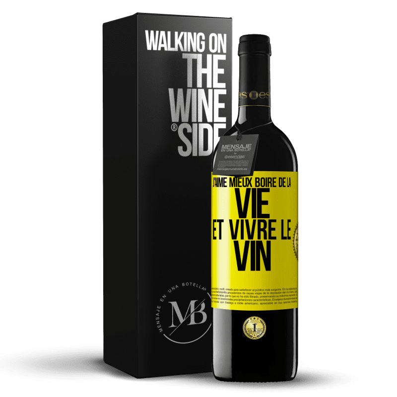 39,95 € Envoi gratuit | Vin rouge Édition RED MBE Réserve J'aime mieux boire de la vie et vivre le vin Étiquette Jaune. Étiquette personnalisable Réserve 12 Mois Récolte 2016 Tempranillo