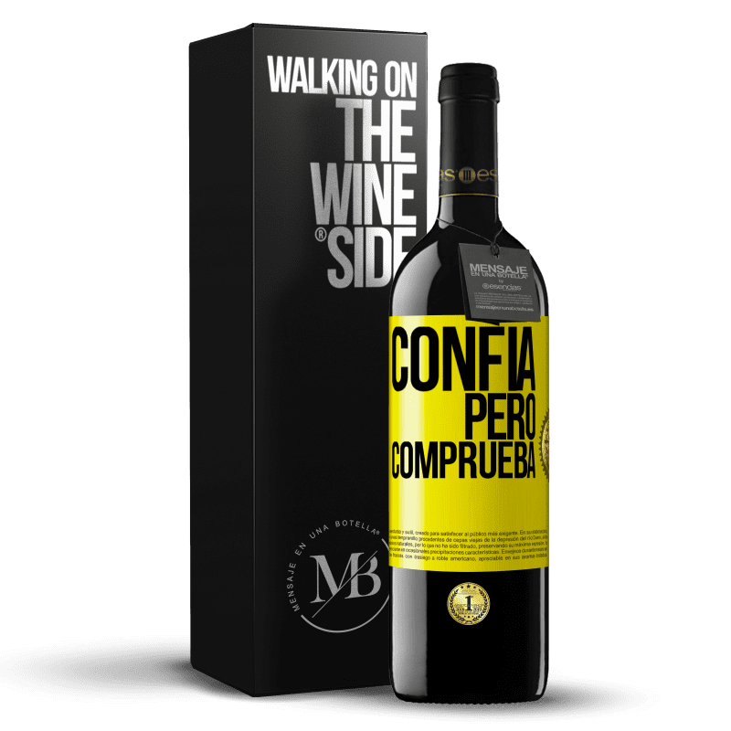 39,95 € Envío gratis | Vino Tinto Edición RED MBE Reserva Confía, pero comprueba Etiqueta Amarilla. Etiqueta personalizable Reserva 12 Meses Cosecha 2014 Tempranillo