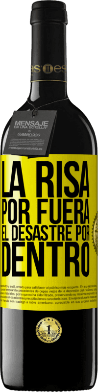 39,95 € Envío gratis | Vino Tinto Edición RED MBE Reserva La risa por fuera, el desastre por dentro Etiqueta Amarilla. Etiqueta personalizable Reserva 12 Meses Cosecha 2016 Tempranillo