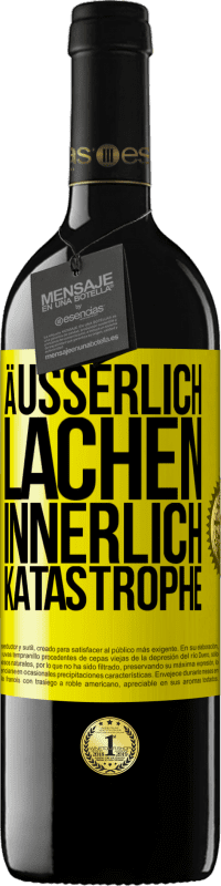 Kostenloser Versand | Rotwein RED Ausgabe MBE Reserve Äußerlich Lachen, innerlich Katastrophe Gelbes Etikett. Anpassbares Etikett Reserve 12 Monate Ernte 2014 Tempranillo