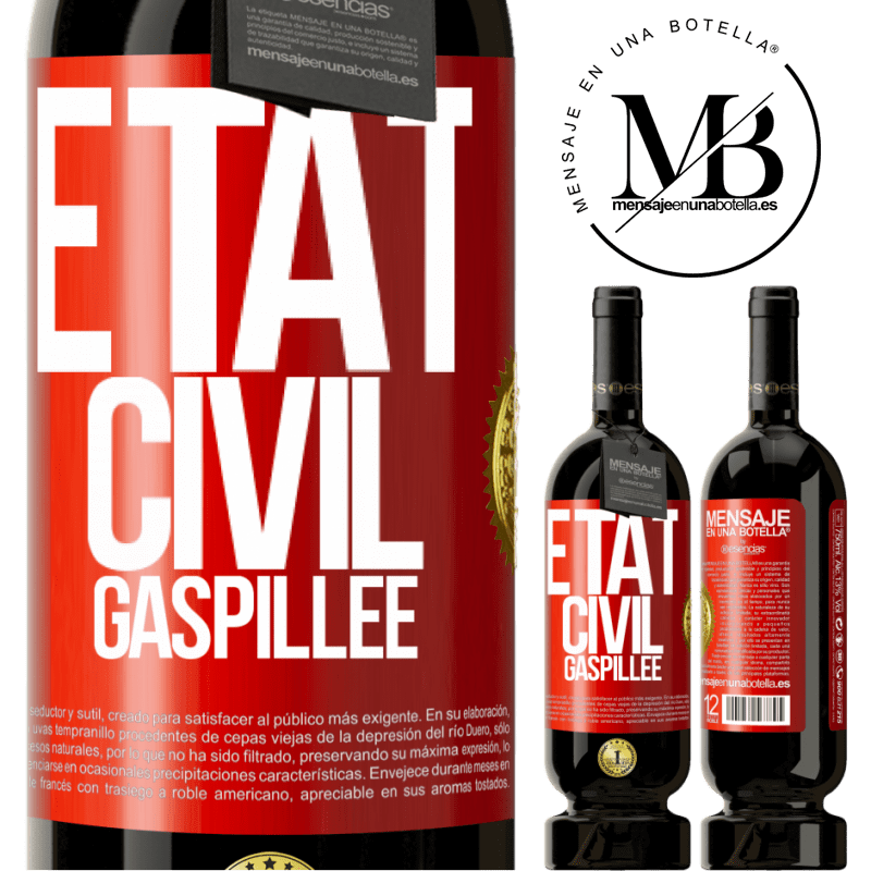 49,95 € Envoi gratuit | Vin rouge Édition Premium MBS® Réserve État civil: gaspillée Étiquette Rouge. Étiquette personnalisable Réserve 12 Mois Récolte 2014 Tempranillo