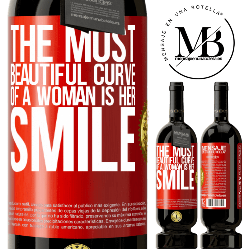 49,95 € Free Shipping | Red Wine Premium Edition MBS® Reserve The most beautiful curve of a woman is her smile Red Label. Customizable label Reserve 12 Months Harvest 2014 Tempranillo