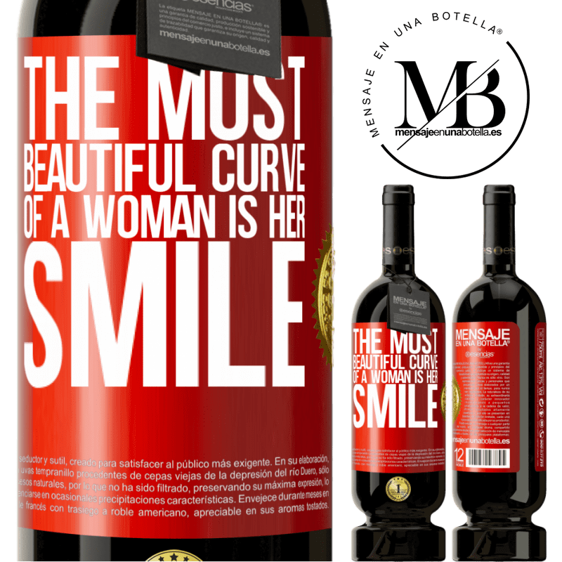 49,95 € Free Shipping | Red Wine Premium Edition MBS® Reserve The most beautiful curve of a woman is her smile Red Label. Customizable label Reserve 12 Months Harvest 2015 Tempranillo