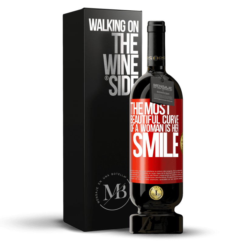 49,95 € 送料無料 | 赤ワイン プレミアム版 MBS® 予約する 女性の最も美しい曲線は彼女の笑顔です 赤いタグ. カスタマイズ可能なラベル 予約する 12 月 収穫 2014 Tempranillo