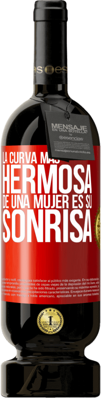 49,95 € Envío gratis | Vino Tinto Edición Premium MBS® Reserva La curva más hermosa de una mujer es su sonrisa Etiqueta Roja. Etiqueta personalizable Reserva 12 Meses Cosecha 2016 Tempranillo