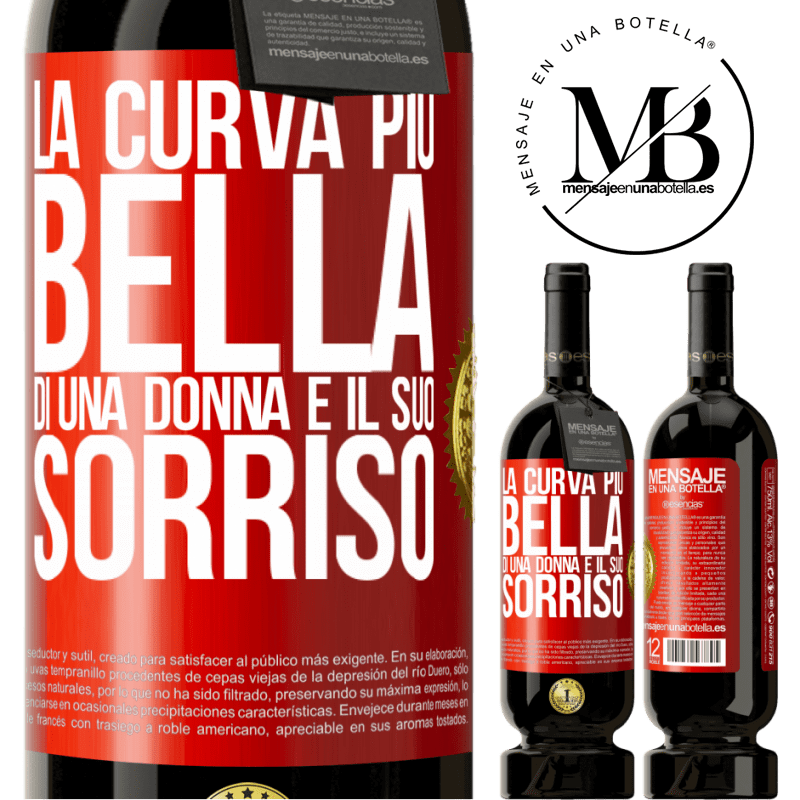 49,95 € Spedizione Gratuita | Vino rosso Edizione Premium MBS® Riserva La curva più bella di una donna è il suo sorriso Etichetta Rossa. Etichetta personalizzabile Riserva 12 Mesi Raccogliere 2015 Tempranillo