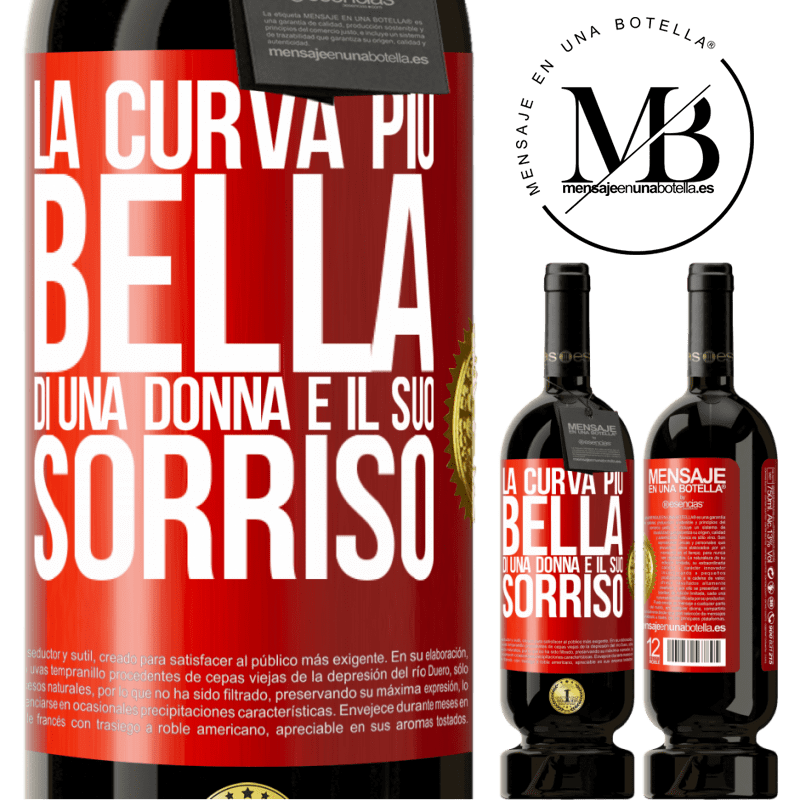 49,95 € Spedizione Gratuita | Vino rosso Edizione Premium MBS® Riserva La curva più bella di una donna è il suo sorriso Etichetta Rossa. Etichetta personalizzabile Riserva 12 Mesi Raccogliere 2016 Tempranillo