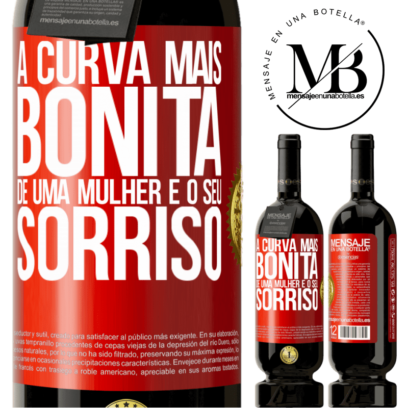 49,95 € Envio grátis | Vinho tinto Edição Premium MBS® Reserva A curva mais bonita de uma mulher é o seu sorriso Etiqueta Vermelha. Etiqueta personalizável Reserva 12 Meses Colheita 2015 Tempranillo