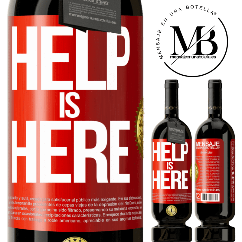 49,95 € Spedizione Gratuita | Vino rosso Edizione Premium MBS® Riserva Help is Here Etichetta Rossa. Etichetta personalizzabile Riserva 12 Mesi Raccogliere 2015 Tempranillo