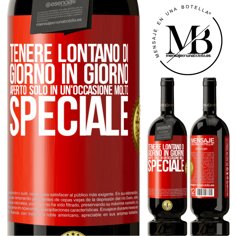 49,95 € Spedizione Gratuita | Vino rosso Edizione Premium MBS® Riserva Tenere lontano di giorno in giorno. Aperto solo in un'occasione molto speciale Etichetta Rossa. Etichetta personalizzabile Riserva 12 Mesi Raccogliere 2015 Tempranillo