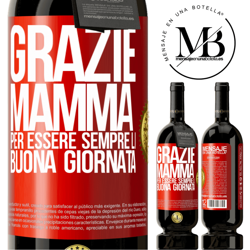 49,95 € Spedizione Gratuita | Vino rosso Edizione Premium MBS® Riserva Grazie mamma, per essere sempre lì. Buona giornata Etichetta Rossa. Etichetta personalizzabile Riserva 12 Mesi Raccogliere 2016 Tempranillo