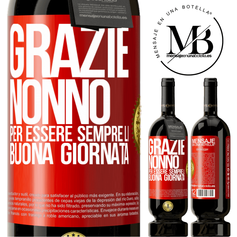 49,95 € Spedizione Gratuita | Vino rosso Edizione Premium MBS® Riserva Grazie nonno, per essere sempre lì. Buona giornata Etichetta Rossa. Etichetta personalizzabile Riserva 12 Mesi Raccogliere 2014 Tempranillo