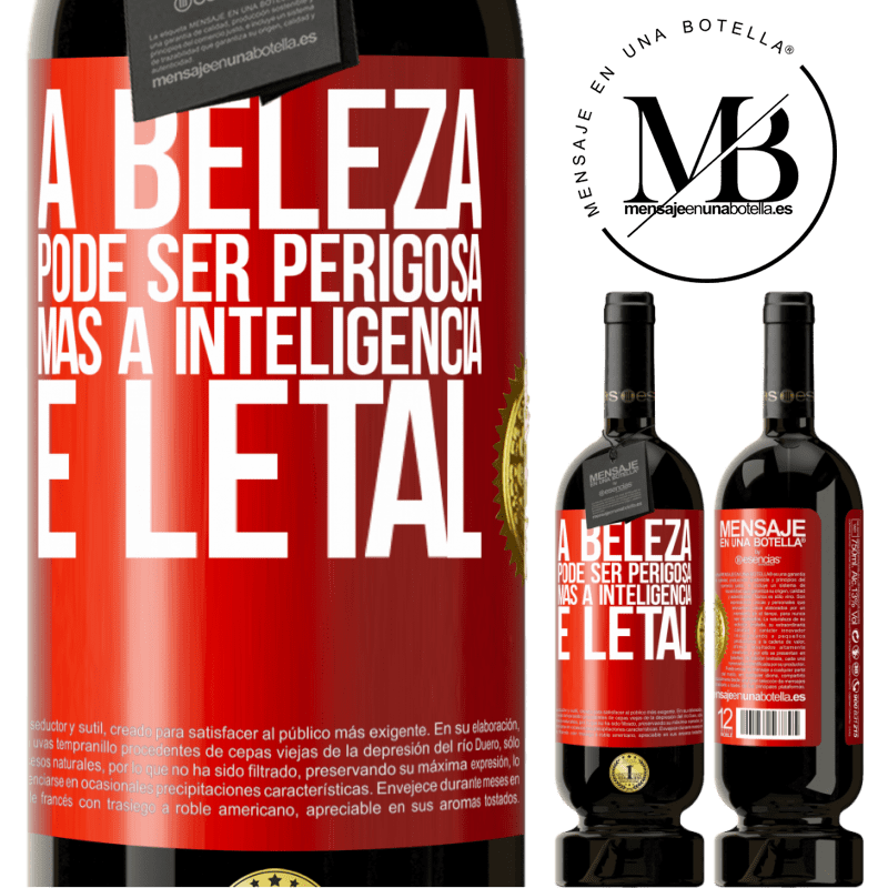 49,95 € Envio grátis | Vinho tinto Edição Premium MBS® Reserva A beleza pode ser perigosa, mas a inteligência é letal Etiqueta Vermelha. Etiqueta personalizável Reserva 12 Meses Colheita 2015 Tempranillo