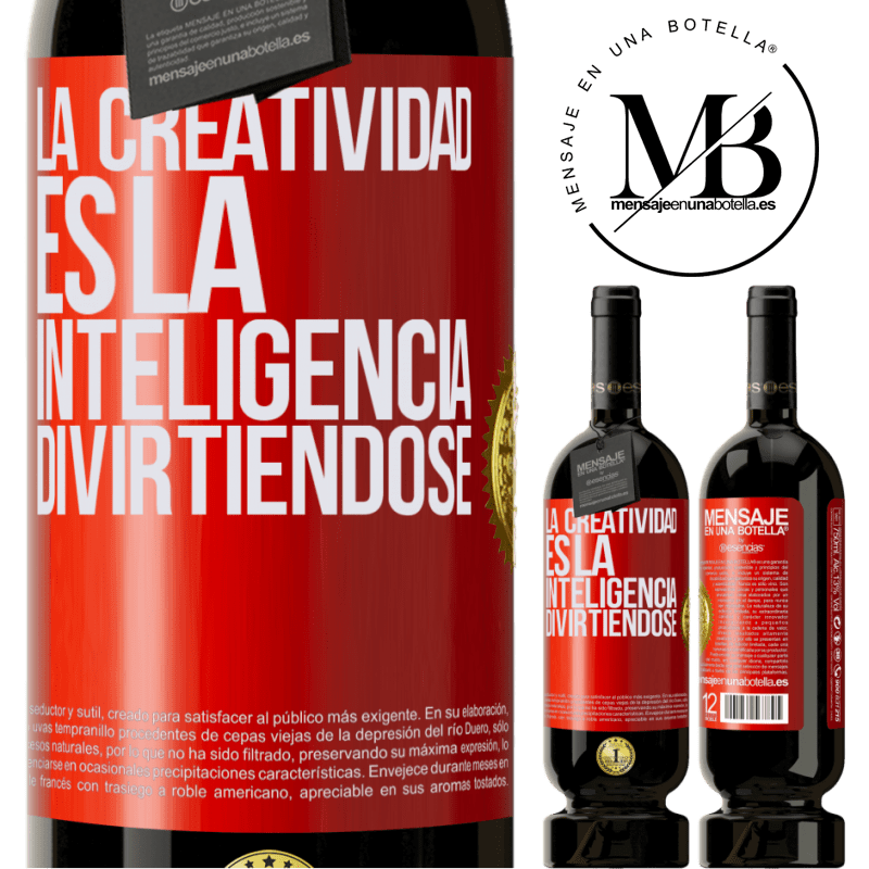 49,95 € Envío gratis | Vino Tinto Edición Premium MBS® Reserva La creatividad es la inteligencia divirtiéndose Etiqueta Roja. Etiqueta personalizable Reserva 12 Meses Cosecha 2014 Tempranillo