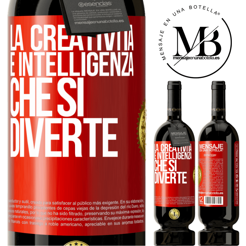 49,95 € Spedizione Gratuita | Vino rosso Edizione Premium MBS® Riserva La creatività è intelligenza che si diverte Etichetta Rossa. Etichetta personalizzabile Riserva 12 Mesi Raccogliere 2014 Tempranillo