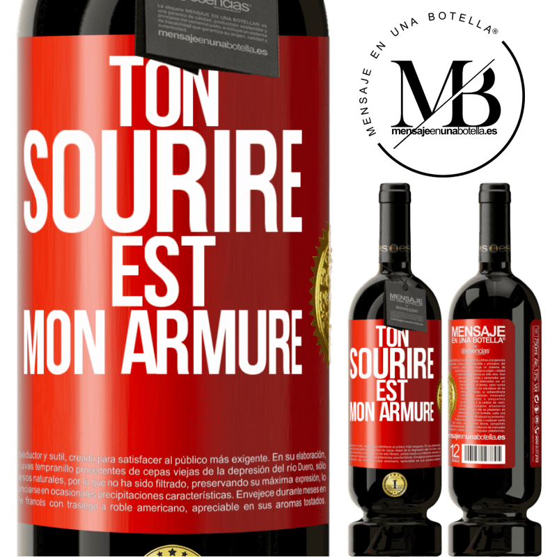 49,95 € Envoi gratuit | Vin rouge Édition Premium MBS® Réserve Ton sourire est mon armure Étiquette Rouge. Étiquette personnalisable Réserve 12 Mois Récolte 2016 Tempranillo