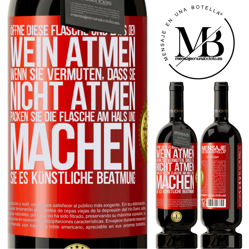 49,95 € Kostenloser Versand | Rotwein Premium Ausgabe MBS® Reserve Öffnen Sie diese Flasche und lassen Sie den Wein atmen. Wenn Sie vermuten, dass er nicht atmet, packen Sie die Flasche am Hals u Rote Markierung. Anpassbares Etikett Reserve 12 Monate Ernte 2016 Tempranillo