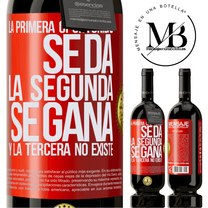 49,95 € Envío gratis | Vino Tinto Edición Premium MBS® Reserva La primera oportunidad se da, la segunda se gana, y la tercera no existe Etiqueta Roja. Etiqueta personalizable Reserva 12 Meses Cosecha 2014 Tempranillo