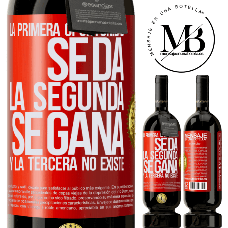 49,95 € Envío gratis | Vino Tinto Edición Premium MBS® Reserva La primera oportunidad se da, la segunda se gana, y la tercera no existe Etiqueta Roja. Etiqueta personalizable Reserva 12 Meses Cosecha 2016 Tempranillo