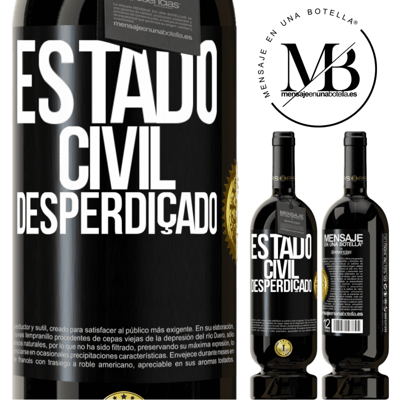 49,95 € Envio grátis | Vinho tinto Edição Premium MBS® Reserva Estado civil: desperdiçado Etiqueta Preta. Etiqueta personalizável Reserva 12 Meses Colheita 2014 Tempranillo