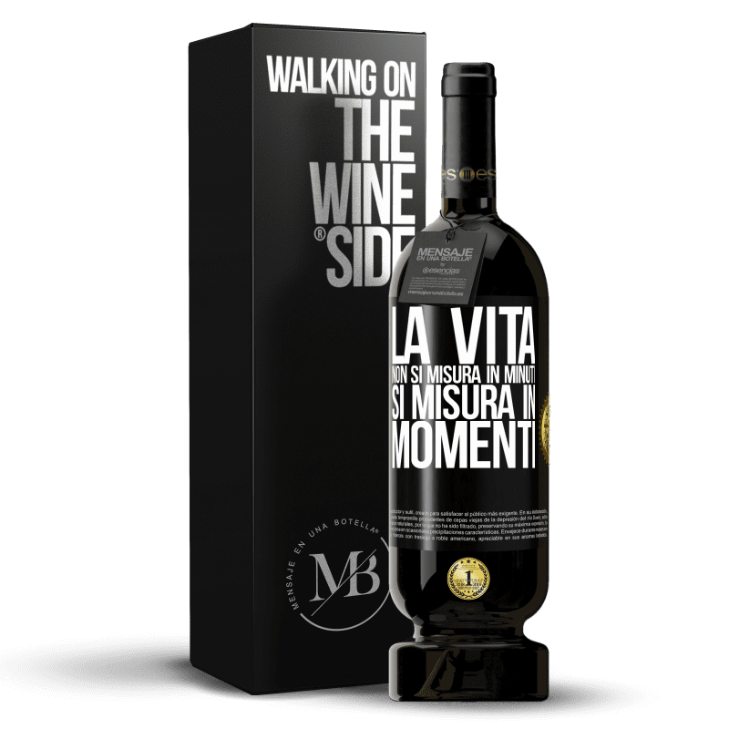 49,95 € Spedizione Gratuita | Vino rosso Edizione Premium MBS® Riserva La vita non si misura in minuti, si misura in momenti Etichetta Nera. Etichetta personalizzabile Riserva 12 Mesi Raccogliere 2015 Tempranillo