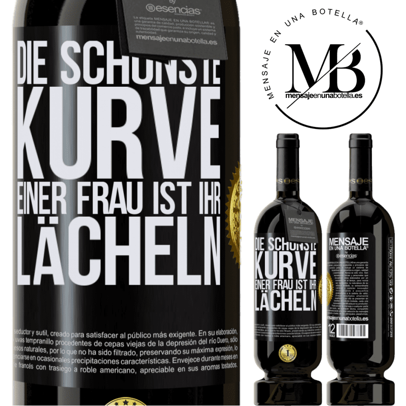 49,95 € Kostenloser Versand | Rotwein Premium Ausgabe MBS® Reserve Die schönste Kurve einer Frau ist ihr Lächeln Schwarzes Etikett. Anpassbares Etikett Reserve 12 Monate Ernte 2016 Tempranillo